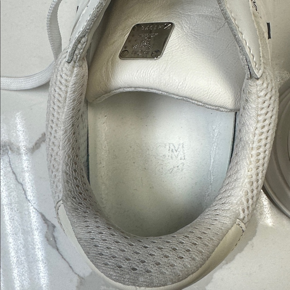 MCM Skyward Low-top Basketball Sneakers White Visetos Leather EU 43 US 10 - Picture 9 of 14